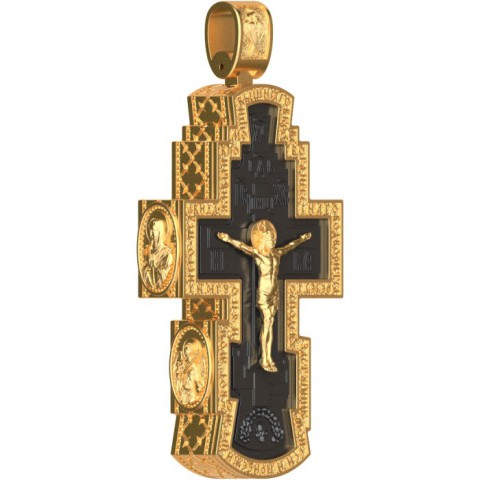 Gold cross made of ebony wood