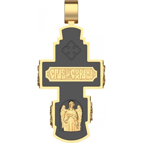 Gold cross made of ebony wood