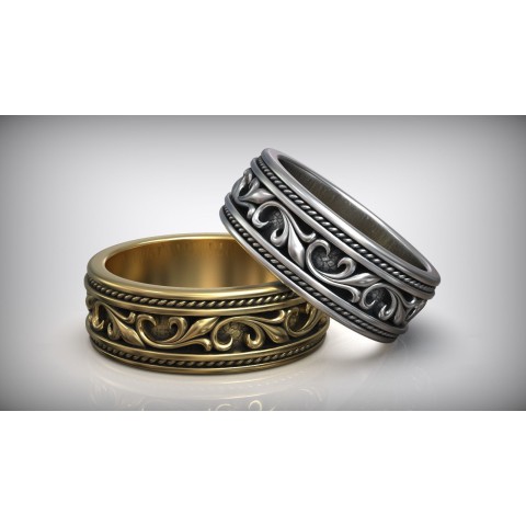 Openwork gold wedding rings